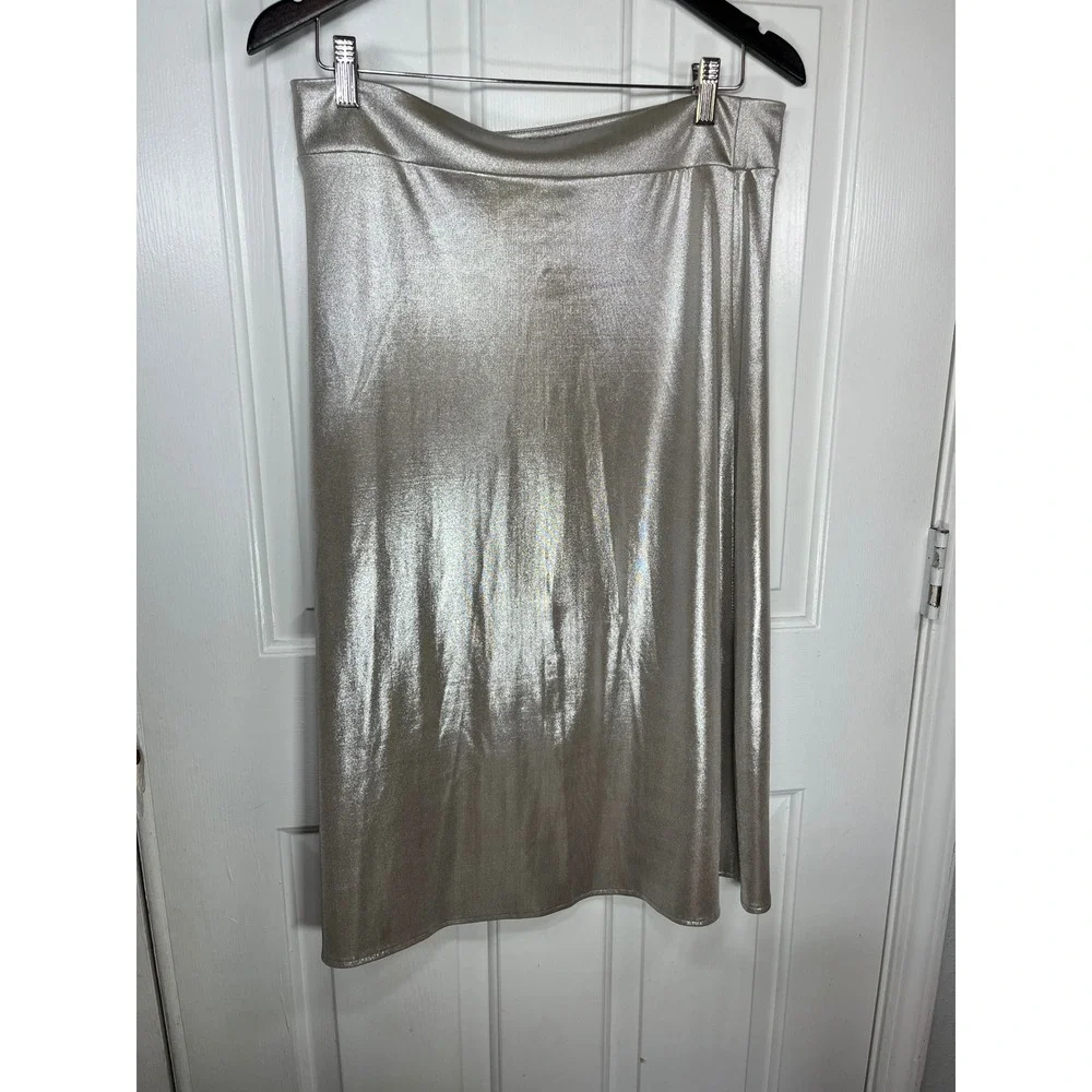 Zara Skirt Faux Wrap NWT Midi Large Silver Metallic Side Tie High Rise Glamorous